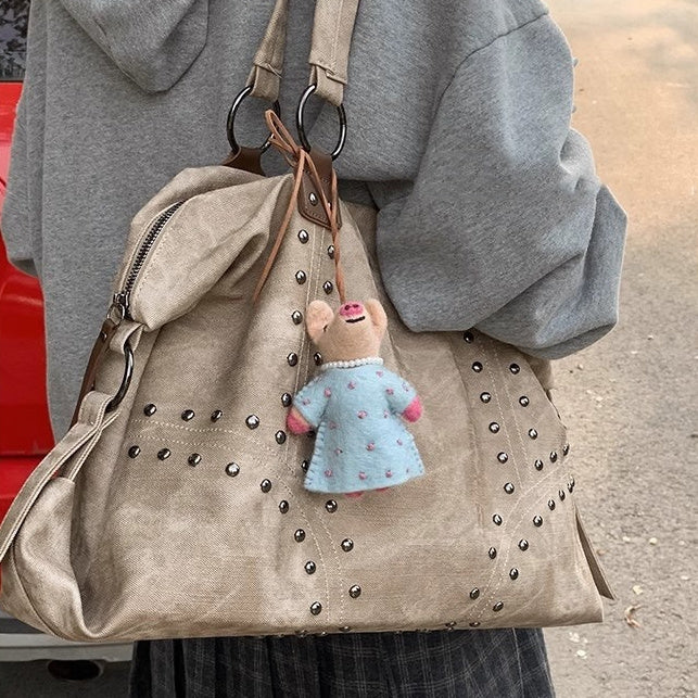 Vintage Studded Tote Bag