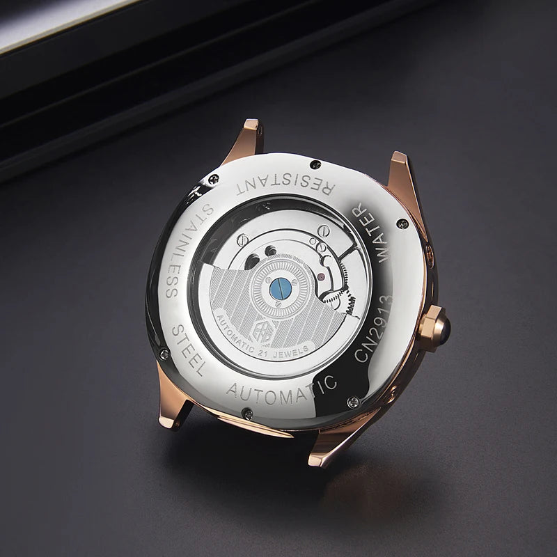 Mens Watch Business Leather Strap Reloj Moon Phase Automatic Mechanical Wristwatch Male Waterproof Luxury Tourbillon Watch Man